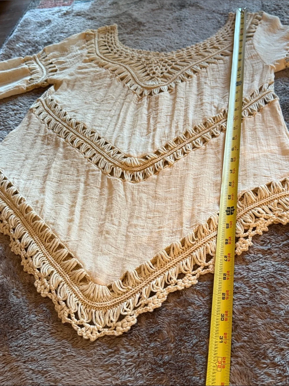 👚 Ecote Crochet Trim Gauze Tunic Top — Cream — Sz M / NWOT